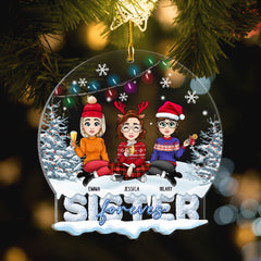 Sisters Forever Snow Globe Shape Personalized Ornament