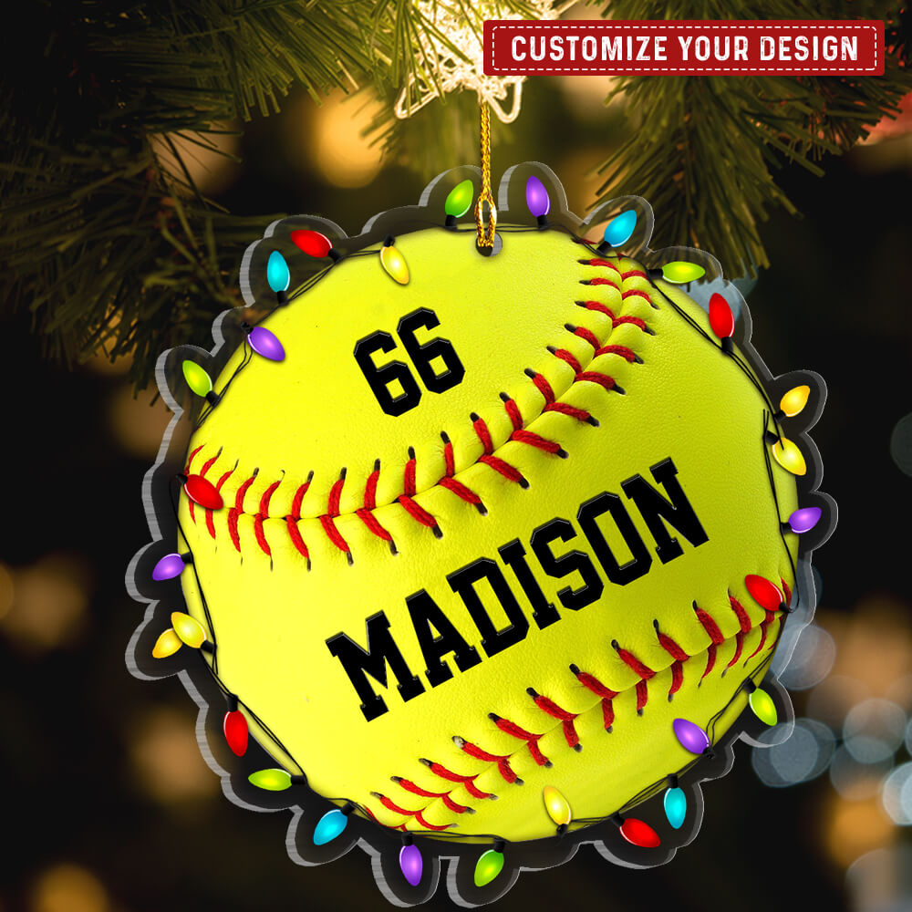 Softball Christmas Personalized Ornament