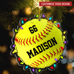 Softball Christmas Personalized Ornament
