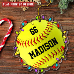 Softball Christmas Personalized Ornament