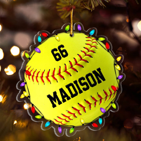 Softball Christmas Personalized Ornament