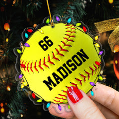 Softball Christmas Personalized Ornament