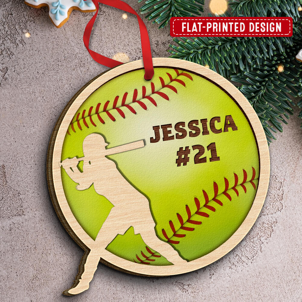 Softball Girl Christmas Personalized Ornament