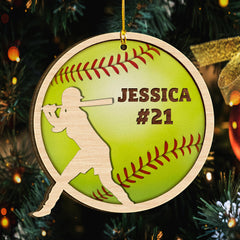 Softball Girl Christmas Personalized Ornament