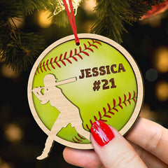 Softball Girl Christmas Personalized Ornament