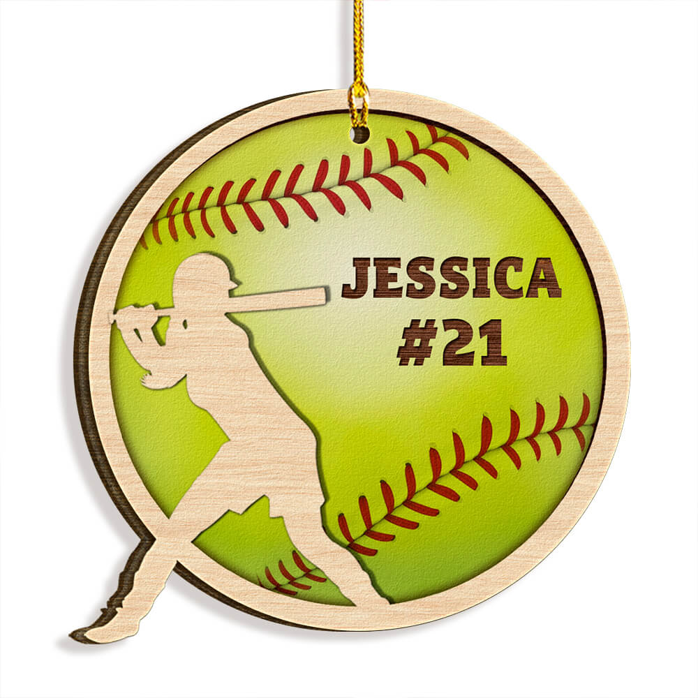 Softball Girl Christmas Personalized Ornament