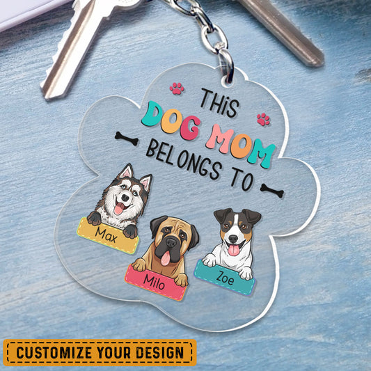 This Dog Mom Belongs To Personalized Keychain Gift For Pet Lover