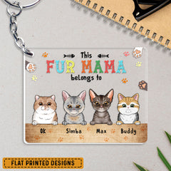 This Fur Mama Belongs To Cat Lover Personalized Keychain