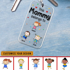 This Mommy Belongs To Cute Kids Transpersant Personalized Keychain