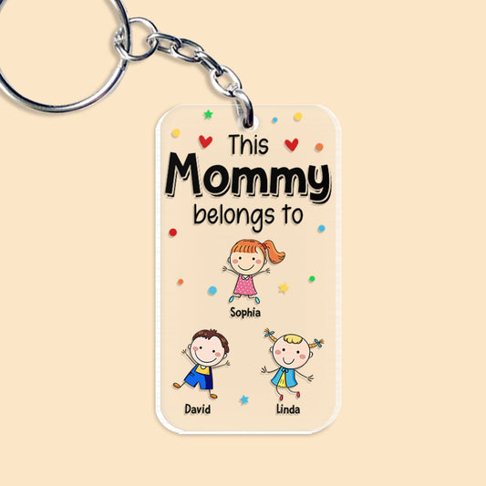 This Mommy Belongs To Cute Kids Transpersant Personalized Keychain