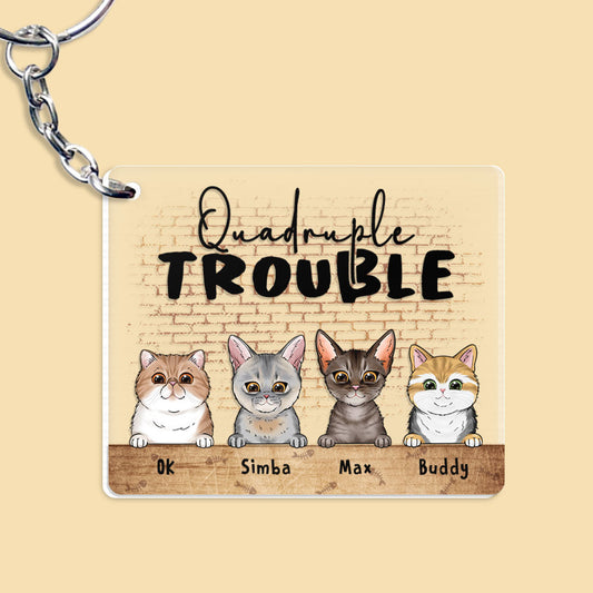 Trouble Maker Cat Lover Personalized Keychain