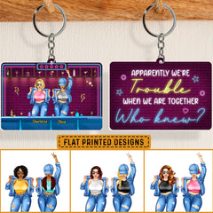 We're Trouble When We're Together Personalized Keychain For Friends