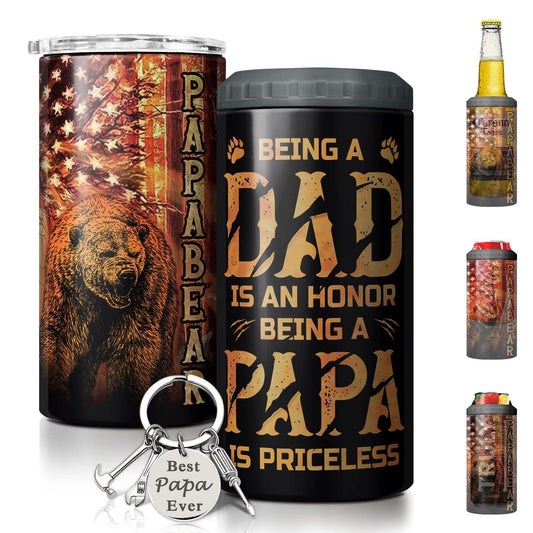 Papa Bear Can Cooler Funny Gifts For Papa On Father's Day Birthday