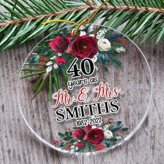 Personalized Acrylic 40th Anniversary Ornament As Mr Mrs