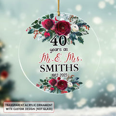 Personalized Acrylic 40th Anniversary Ornament As Mr Mrs