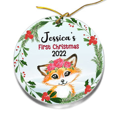 Personalized Acrylic Animal Ornament Baby's First Christmas