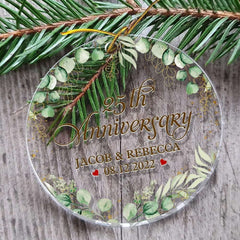 Personalized Acrylic Anniversary Married Ornament Floral