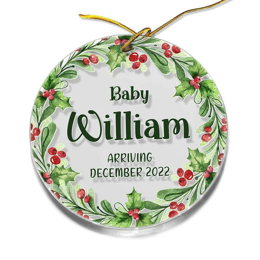 Personalized Acrylic Baby Arriving Ornament Baby Shower