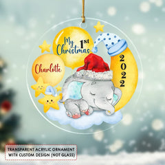 Personalized Acrylic Baby First Christmas Elephant Ornament