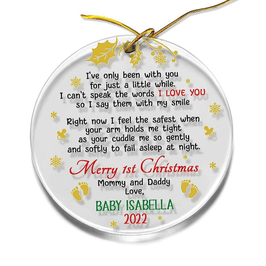 Personalized Acrylic Baby Ornament Merry First Christmas