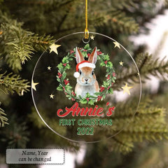 Personalized Acrylic Baby's First Ornament Xmas Lovely Bunny