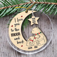 Personalized Acrylic Bear Family Ornament Mama And Baby