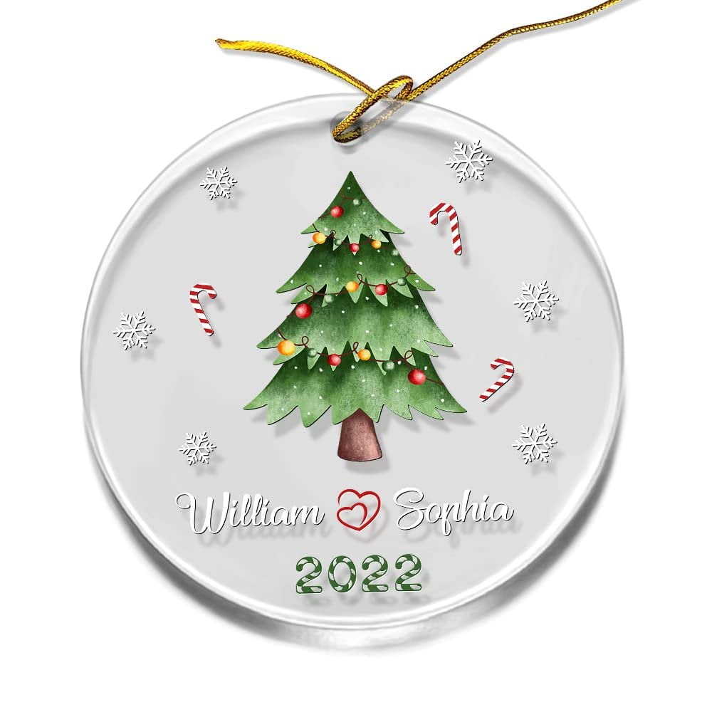 Personalized Acrylic Couple Ornament Pine Tree