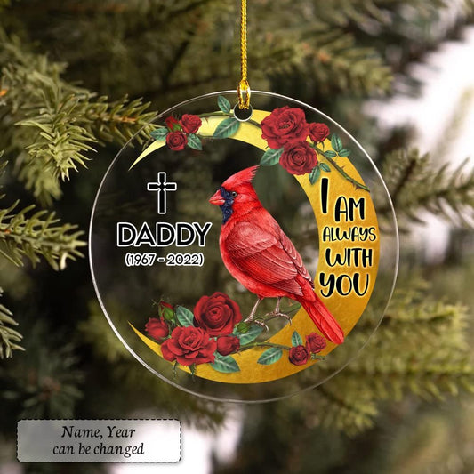 Personalized Acrylic Dad Memorial Cardinal Ornament Gift