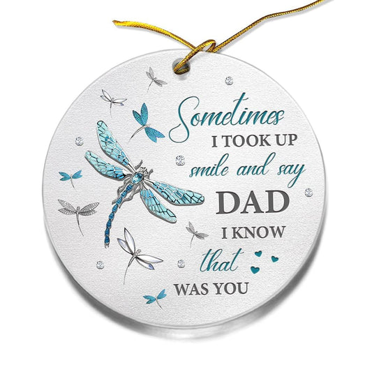 Personalized Acrylic Dad Memorial Dragonfly Ornament Jewelry
