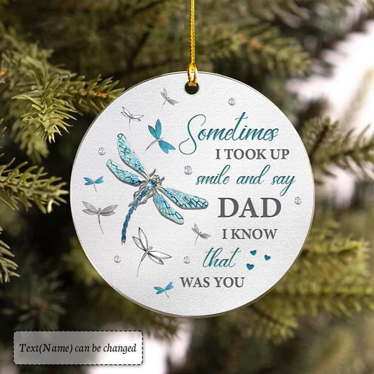 Personalized Acrylic Dad Memorial Dragonfly Ornament Jewelry