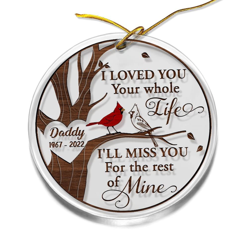 Personalized Acrylic Dad Memorial Ornament Cardinal Style