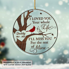 Personalized Acrylic Dad Memorial Ornament Cardinal Style