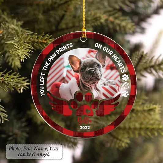 Personalized Acrylic Dog Memorial Ornament Paw Print