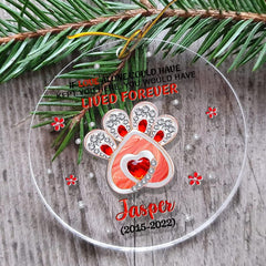 Personalized Acrylic Dog Memorial Paw Ornament Jewelry Gift