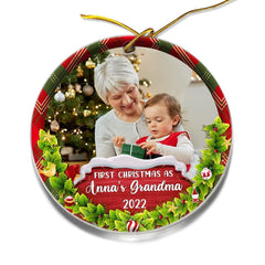Personalized Acrylic First Christmas As Grandma Ornament