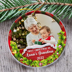 Personalized Acrylic First Christmas As Grandma Ornament