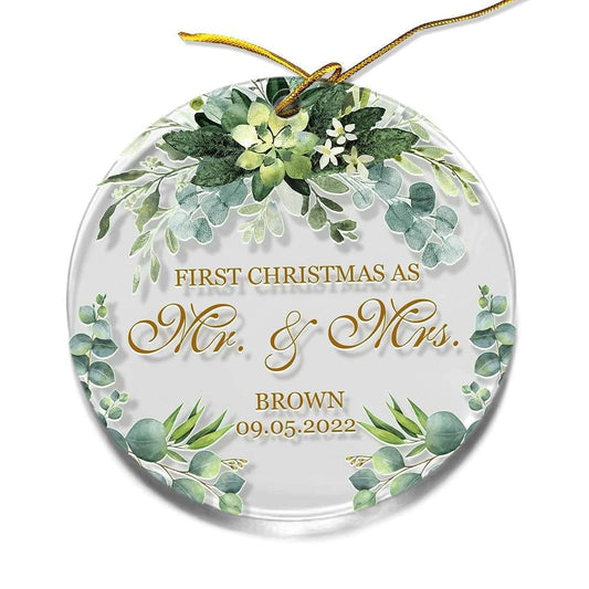 Personalized Acrylic First Christmas As Mr and Mrs Ornament