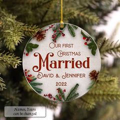 Personalized Acrylic First Xmas Married Ornament