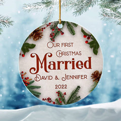 Personalized Acrylic First Xmas Married Ornament