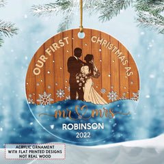 Personalized Acrylic First Xmas Married Ornament Wooden