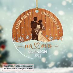 Personalized Acrylic First Xmas Married Ornament Wooden