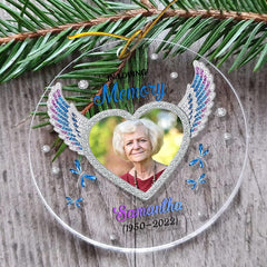 Personalized Acrylic In Loving Memory Ornament Angel Wings