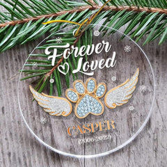 Personalized Acrylic Memorial Dog Paw Ornament Drawing Gift