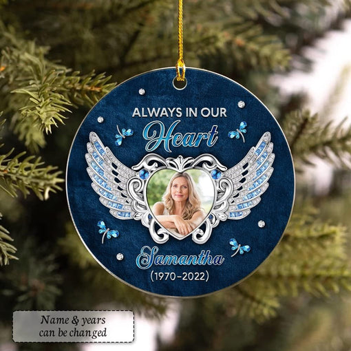 Personalized Acrylic Memorial Ornament Angel Wings