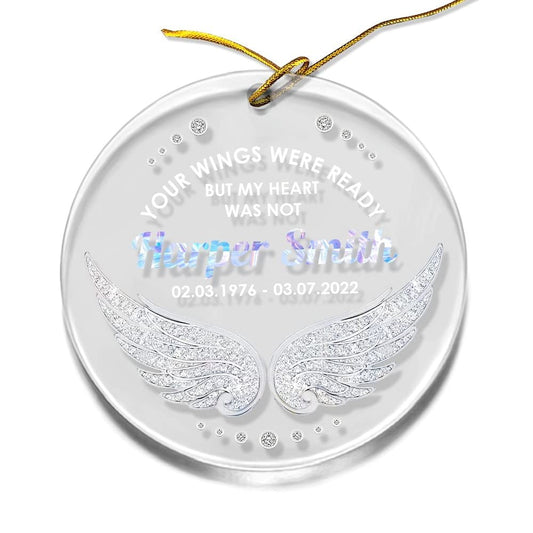 Personalized Acrylic Memorial Ornament Wings Jewelry Style
