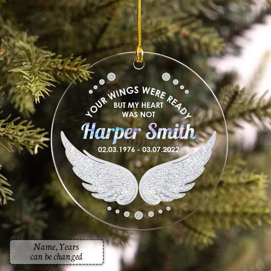Personalized Acrylic Memorial Ornament Wings Jewelry Style