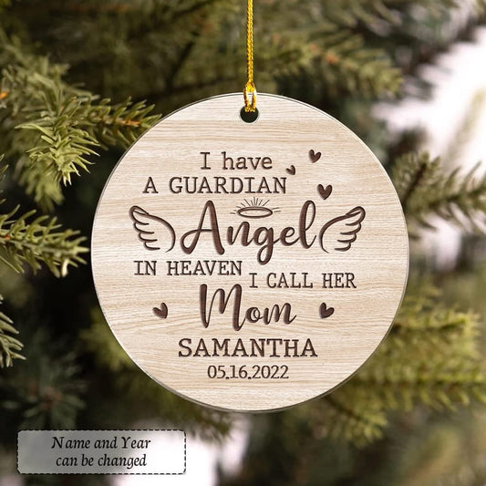 Personalized Acrylic Mom Memorial Ornament Angel In Heaven