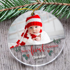 Personalized Acrylic Ornament Baby's Boy First Christmas Tree