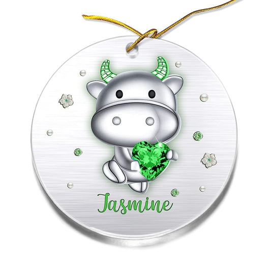 Personalized Acrylic Ornament Cow Jewelry Style Christmas