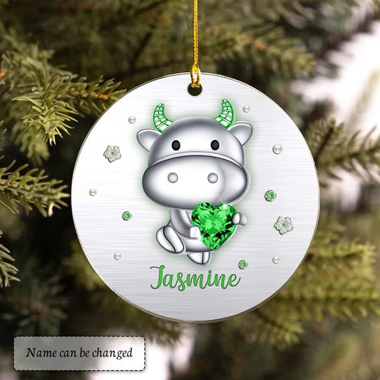 Personalized Acrylic Ornament Cow Jewelry Style Christmas